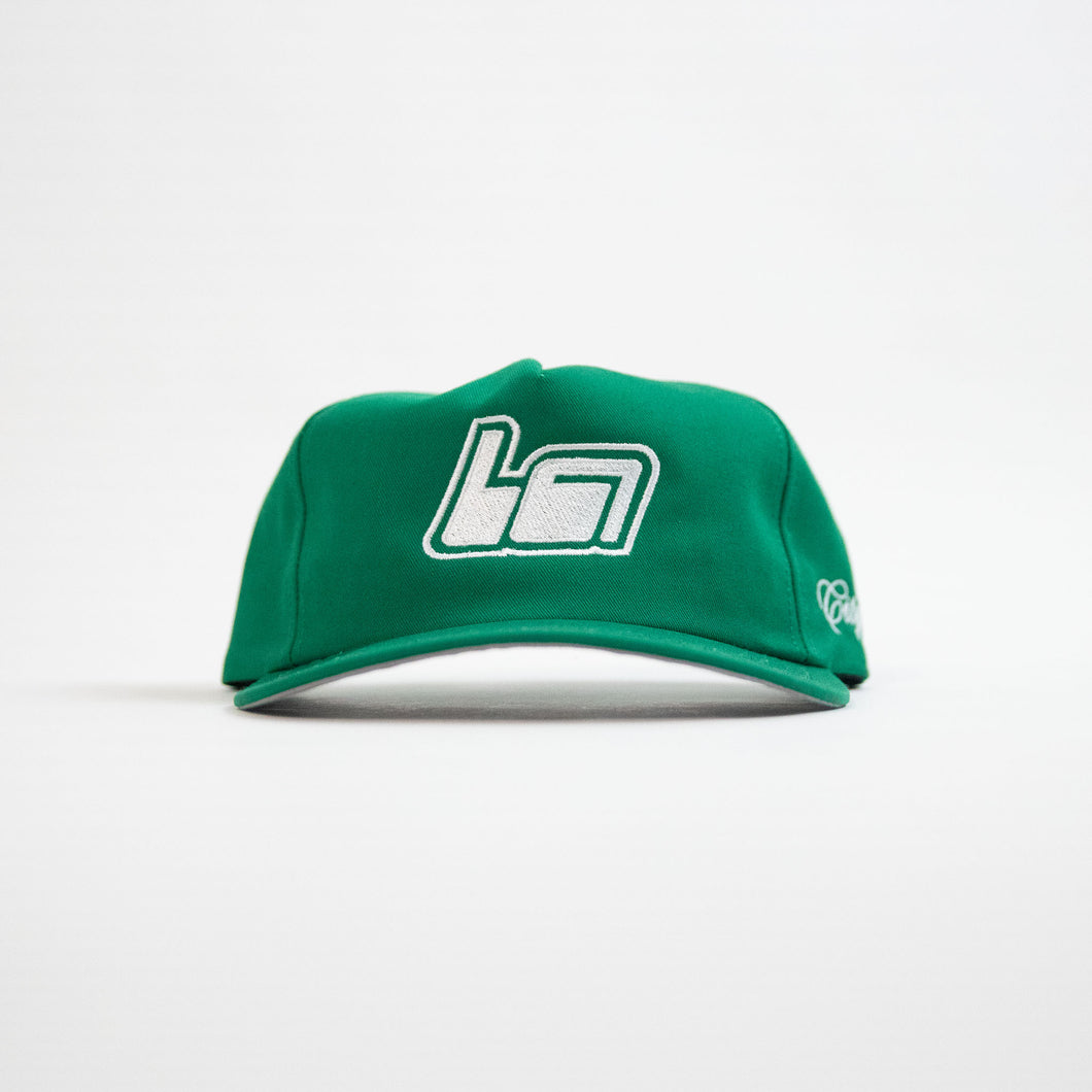 LA Unstructured 5 Panel Hat - Kelly Green / White