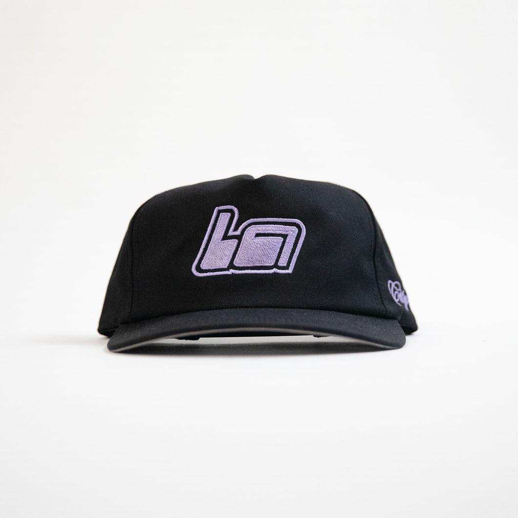 LA Unstructured 5 Panel Hat - Black / Lavender